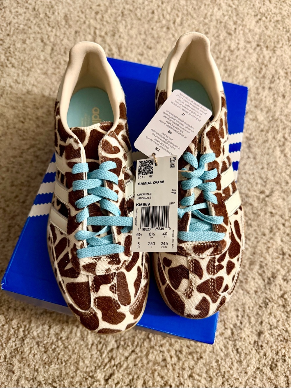Giraffe adidas Samba OG KI6669 Size 8